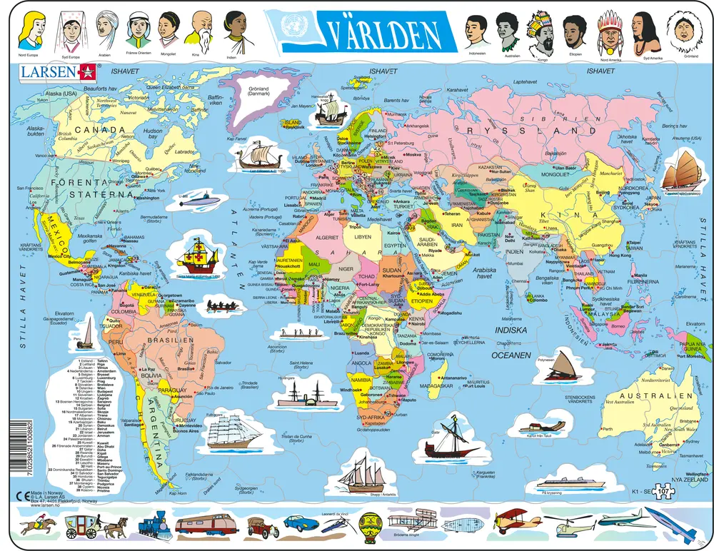 Karta Världen 107 bitar
