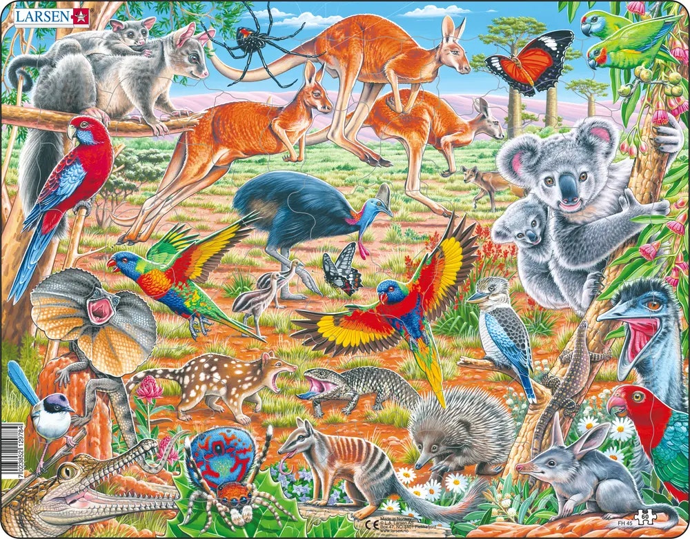 Pussel Australiens djur, 60 bitar