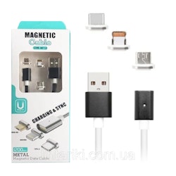 3 in 1 Magnetic Glowing Cable Lighting, Micro USB iPhone/Samsung