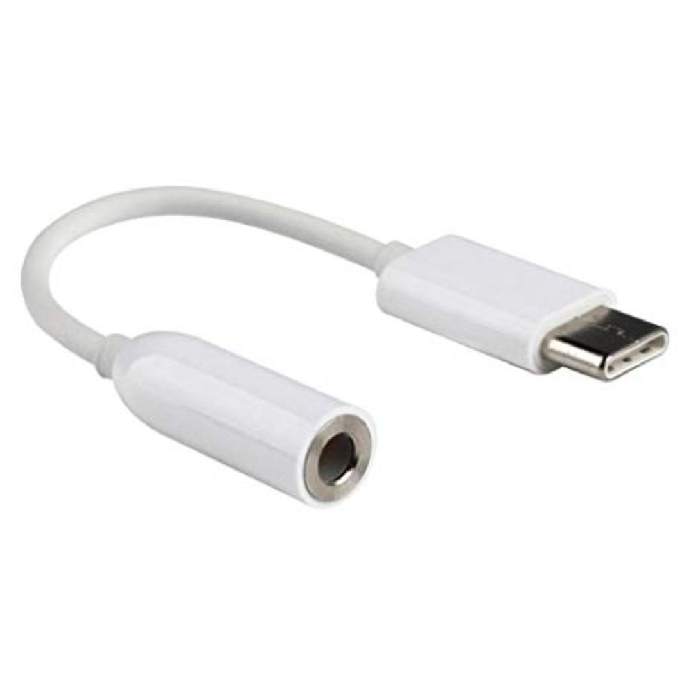 USB-C till 4-pin 3,5mm adapter 10 cm, vit