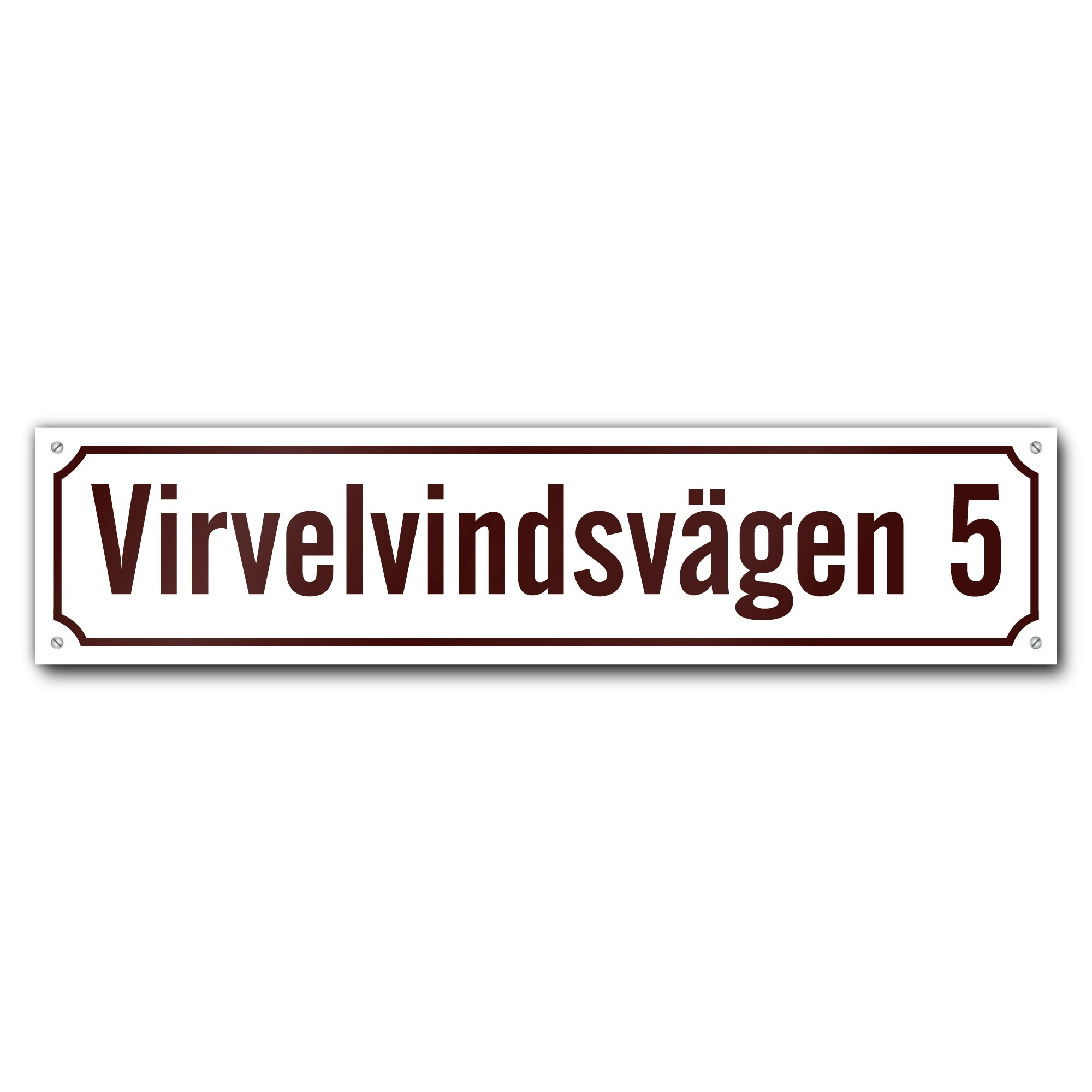 Husskylt vit-vinröd 56x13cm (Modern)