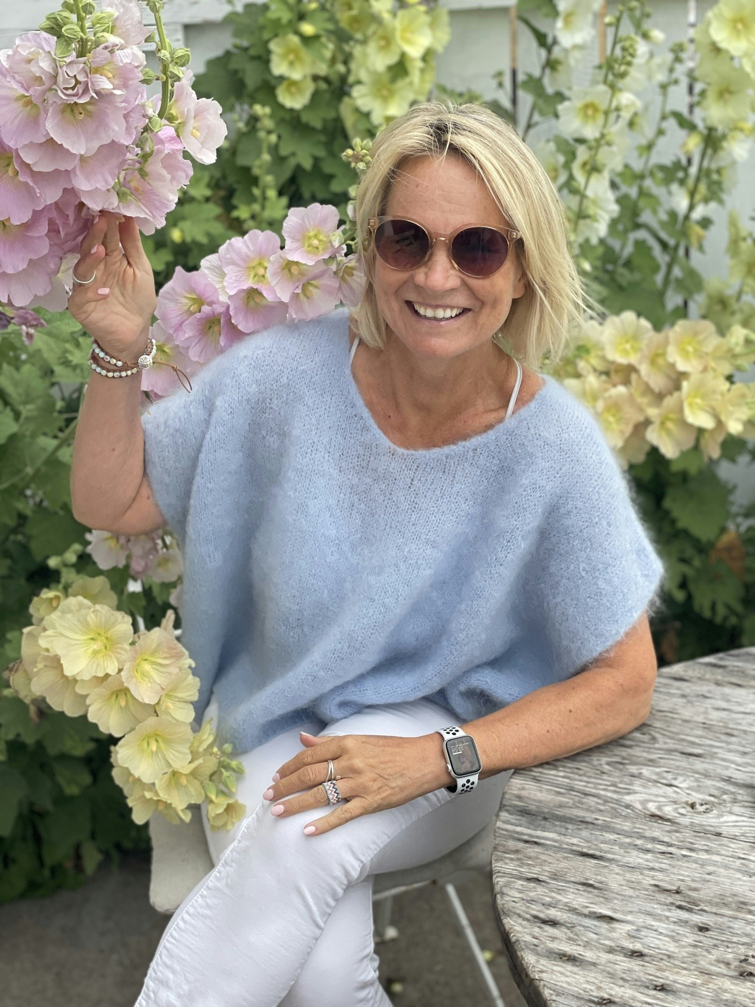 Mohair tröja fluffy light blue
