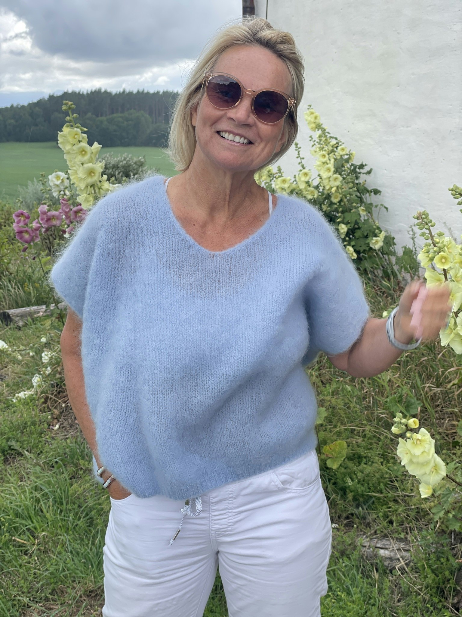 Mohair tröja fluffy light blue