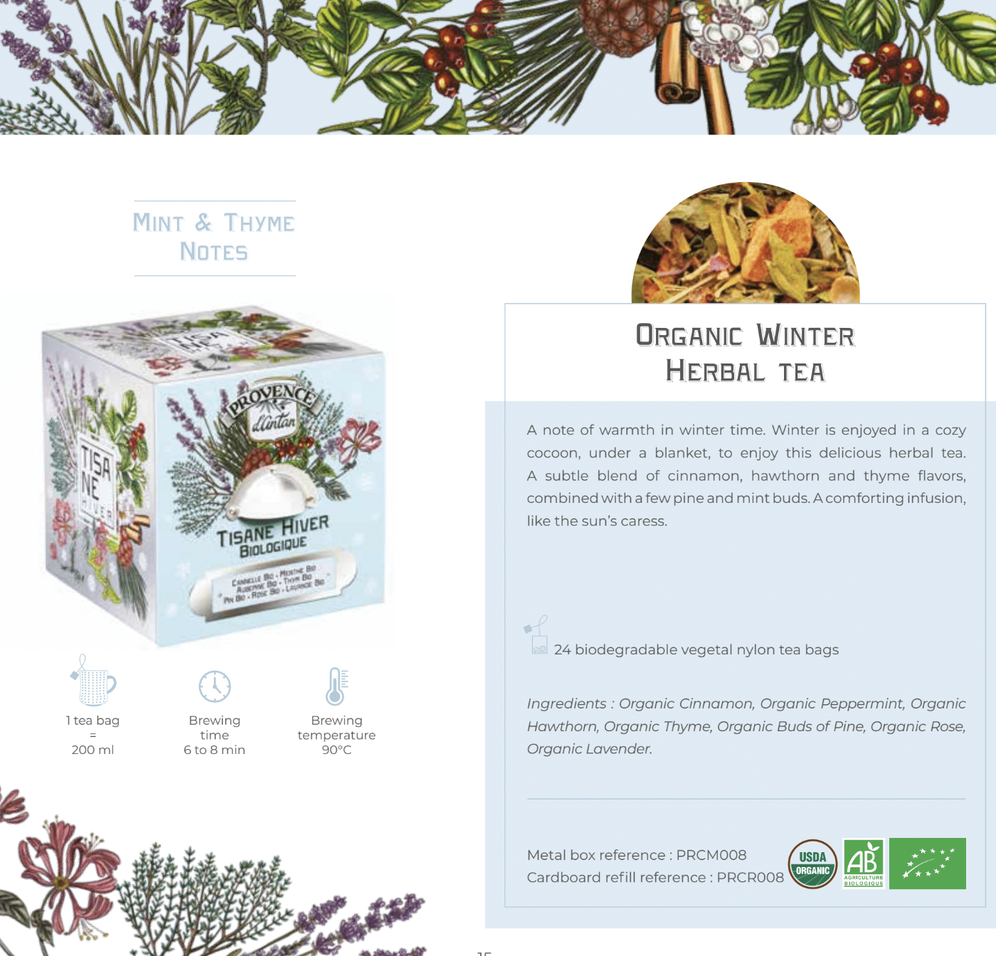 Organic Winter Herbal Tea Provence d'Antan