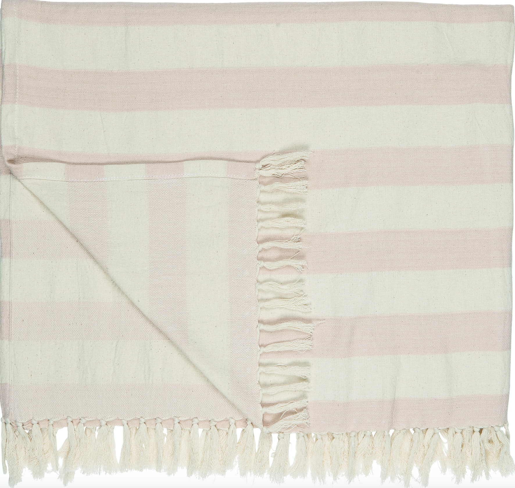 Hammam towel w/fringes light pink or light blue stripes