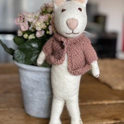 Large felt rabbit with pink jacket