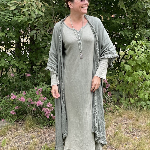 Long dress in stonewashed cotton grandpa