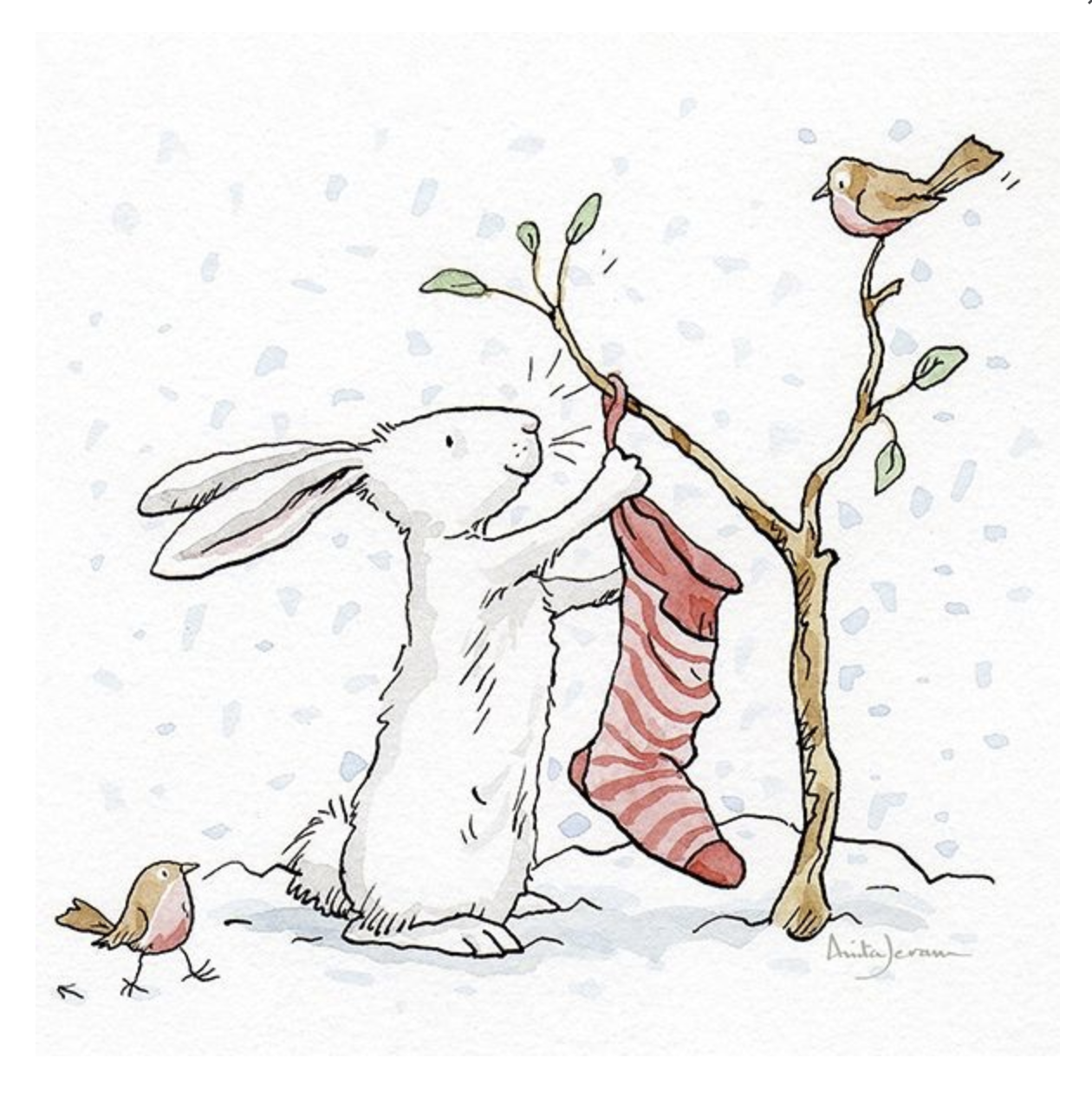 Charming Snow Rabbits Lunch