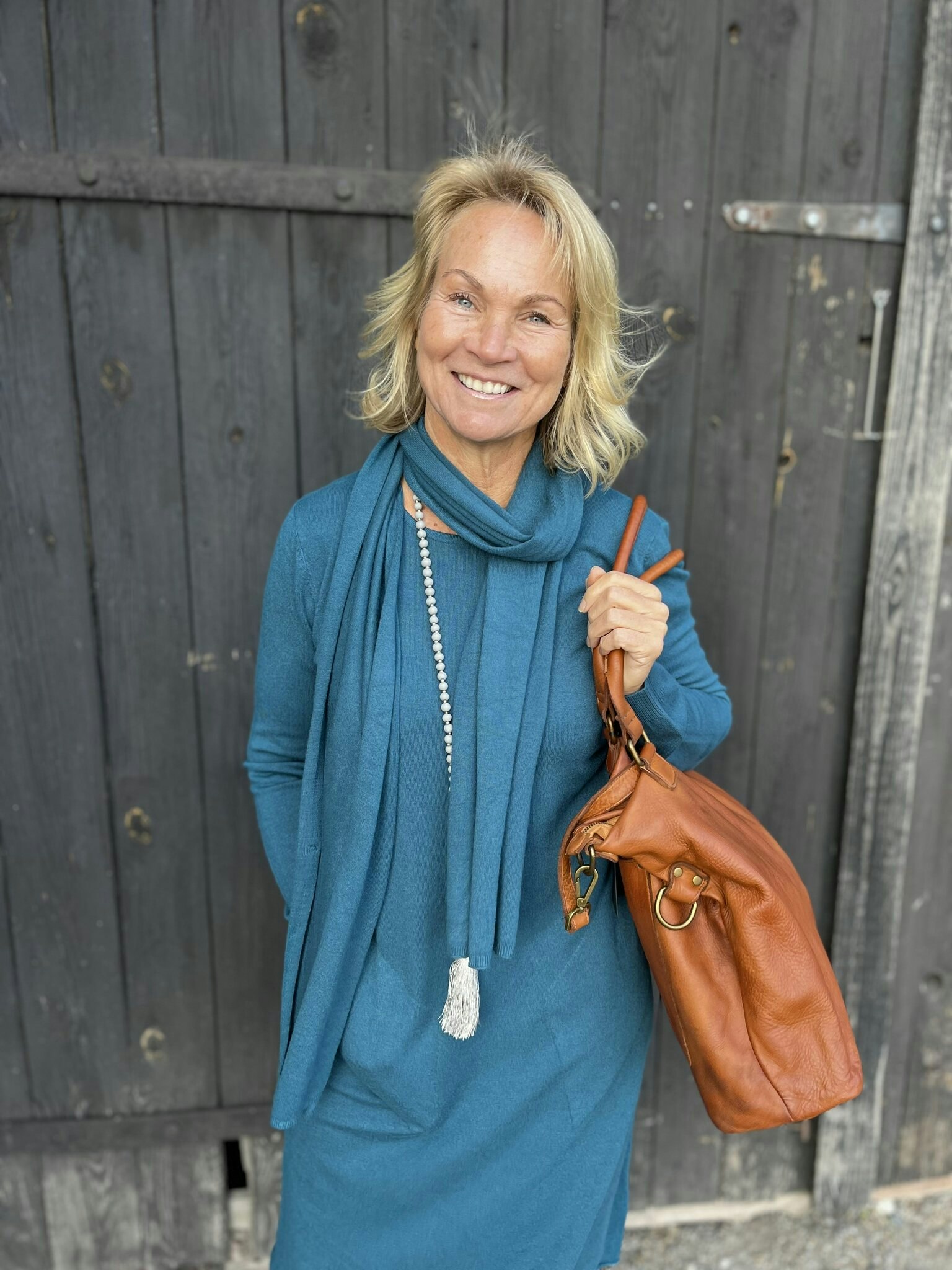 Knitted autumn tunic with shawl