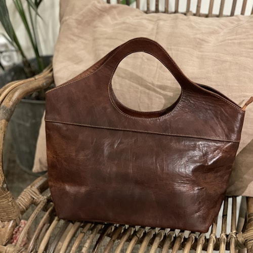 Skinnväska handmade brown leather