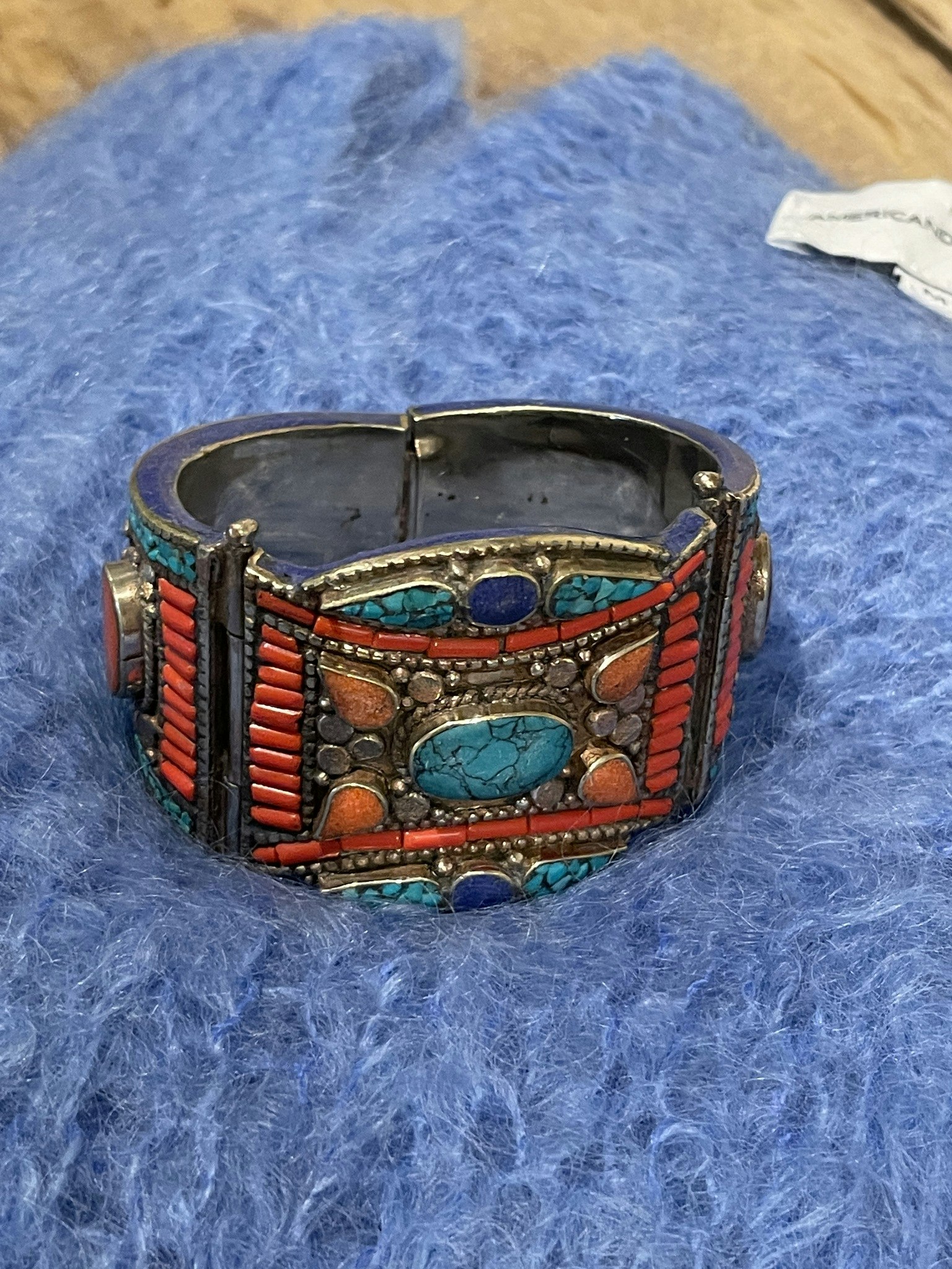 Boho armband med sky blue kant