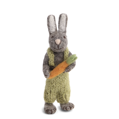 Grey Bunny with Green Pants and Carrot