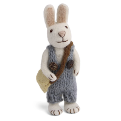 White Bunny with Blue Pants and Bag