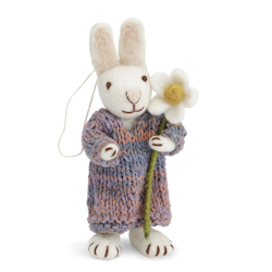White Bunny with Multi colorful Dress and Marguerite