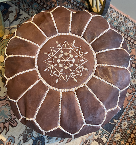 Marockansk Sittpuff i läder - Brun
