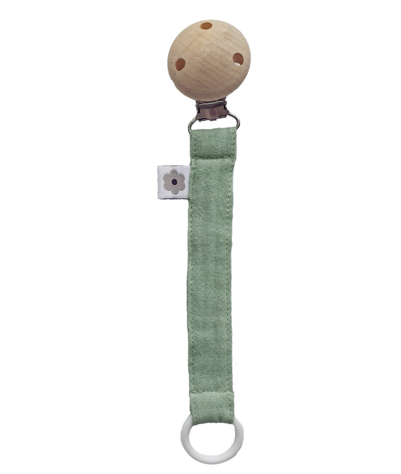 Pacifier holder muslin basil eco