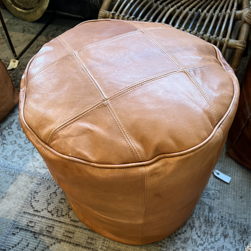 Moroccan Pouffe / Stool in light leather