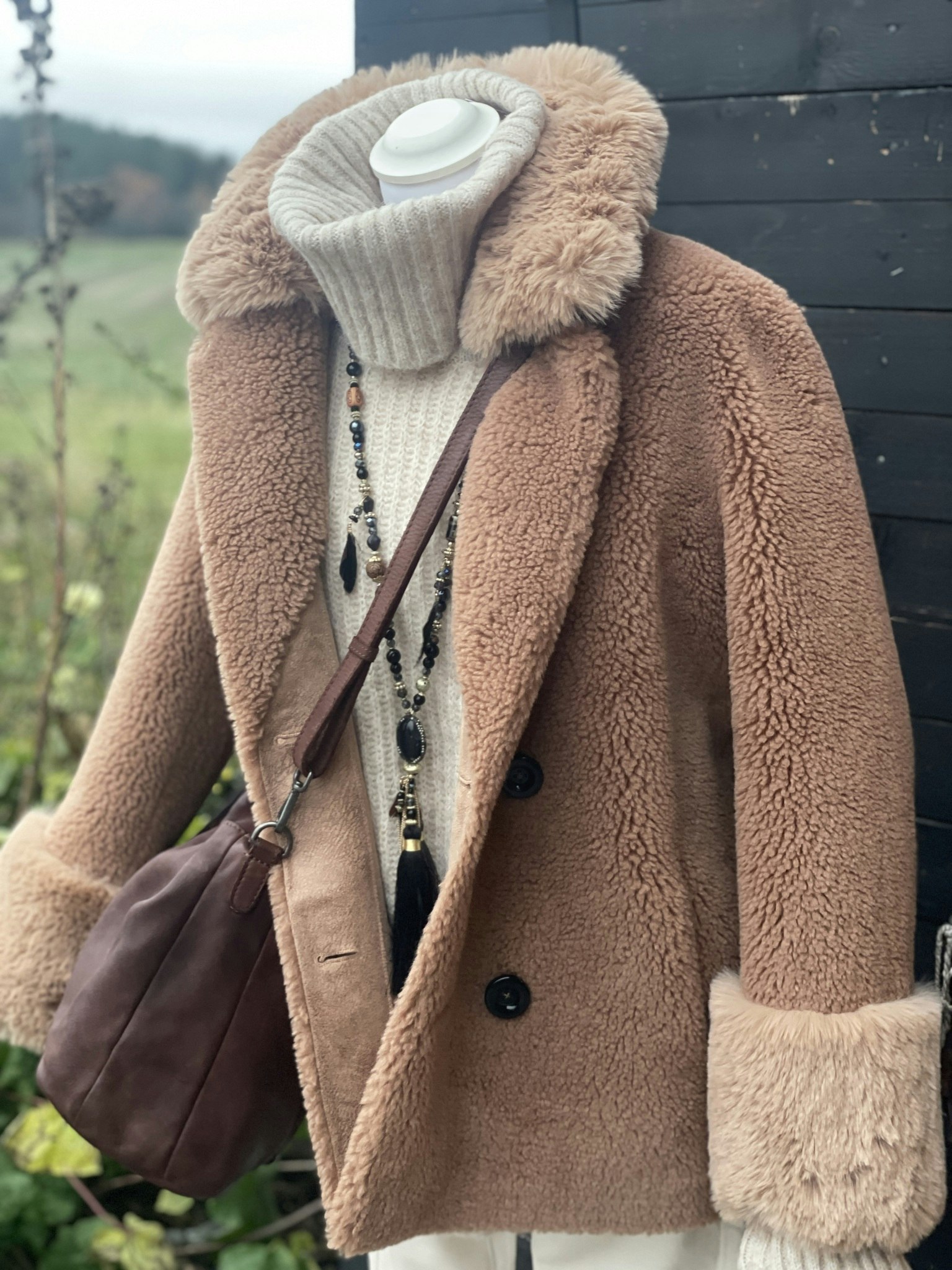 Fiona wool coat short light brown