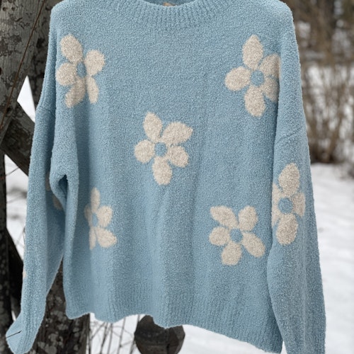 Flowerknit light blue white