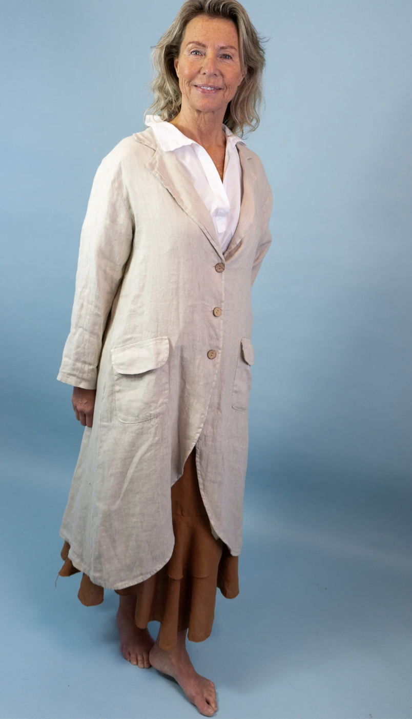 PETUNIA SPRING LINEN COAT, BEIGE