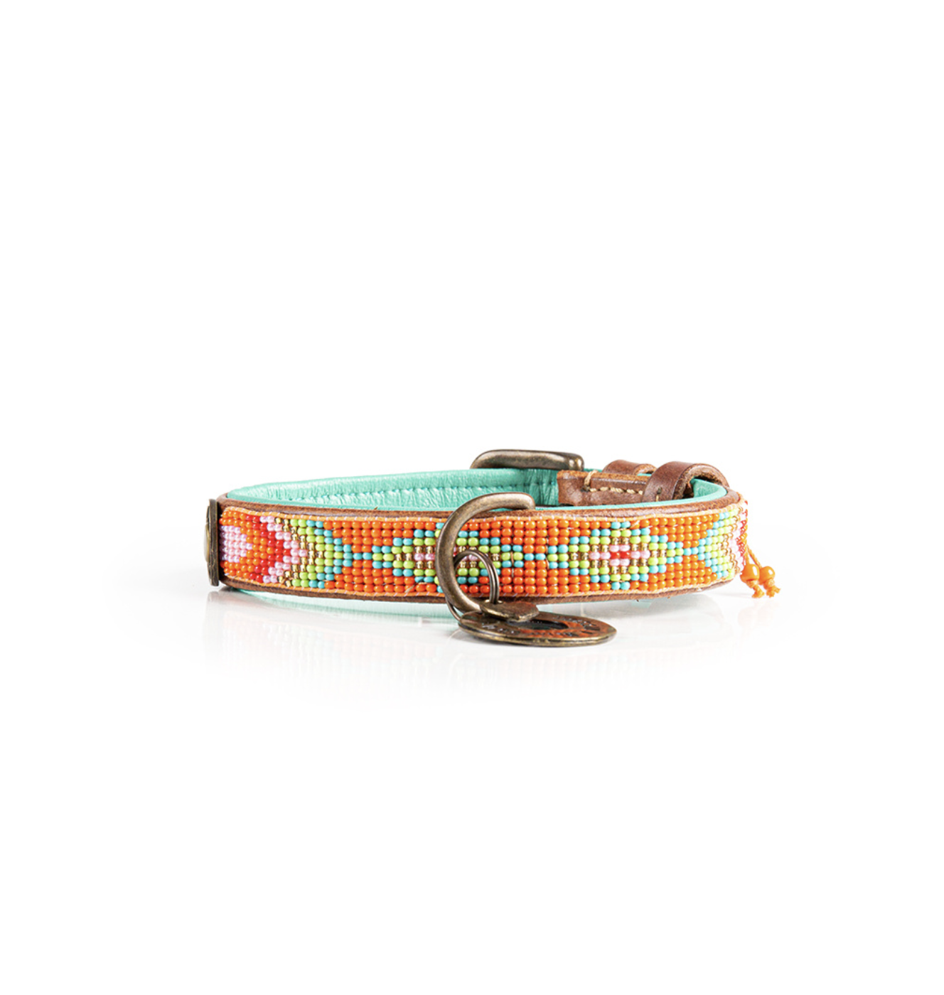 Tiger Lily Orange Dog Collar with Beads - Dog with a Mission