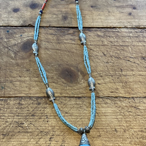 Boho beach necklace light blue