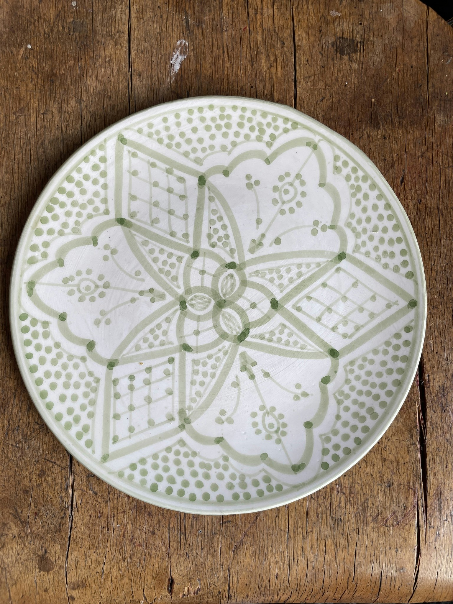Marockansk handmålad assiett 22 cm ljusgrön