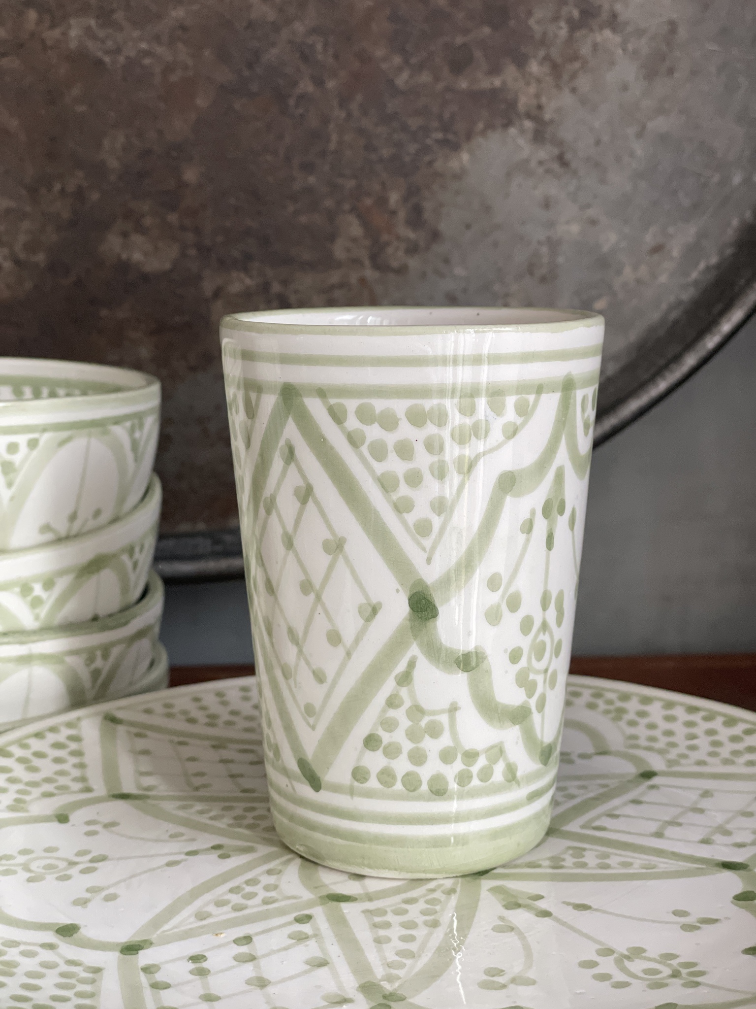 Mug 11cm in traditional Moroccan pattern light green