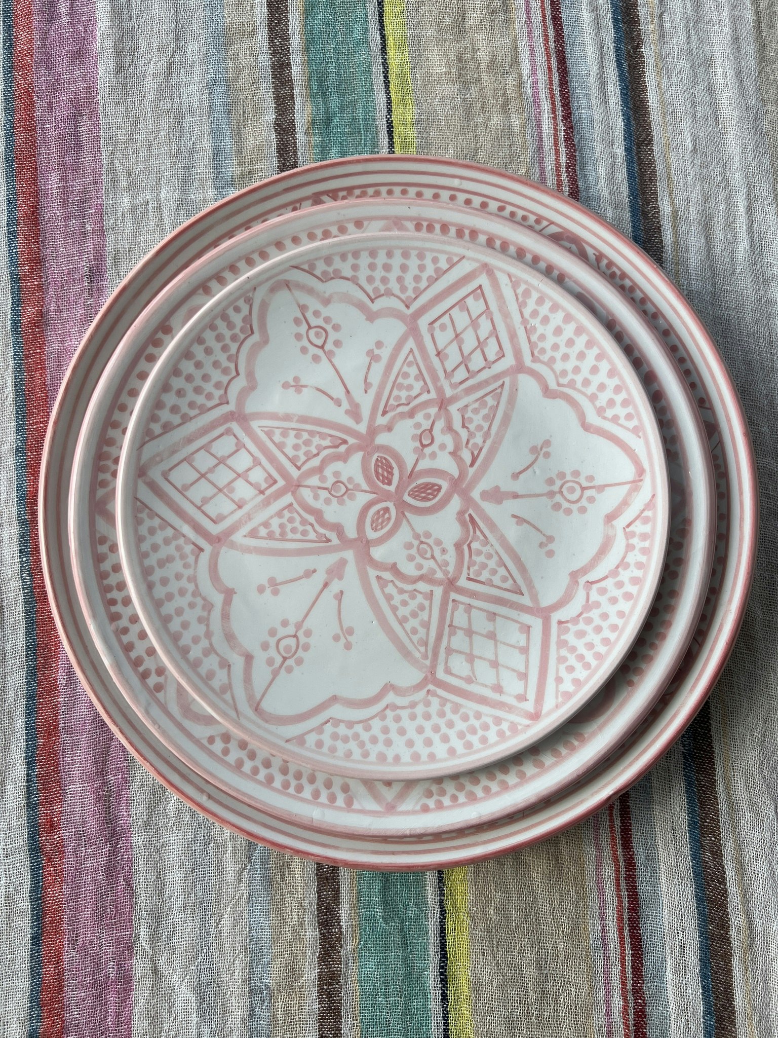 Moroccan hand painted plates in pink