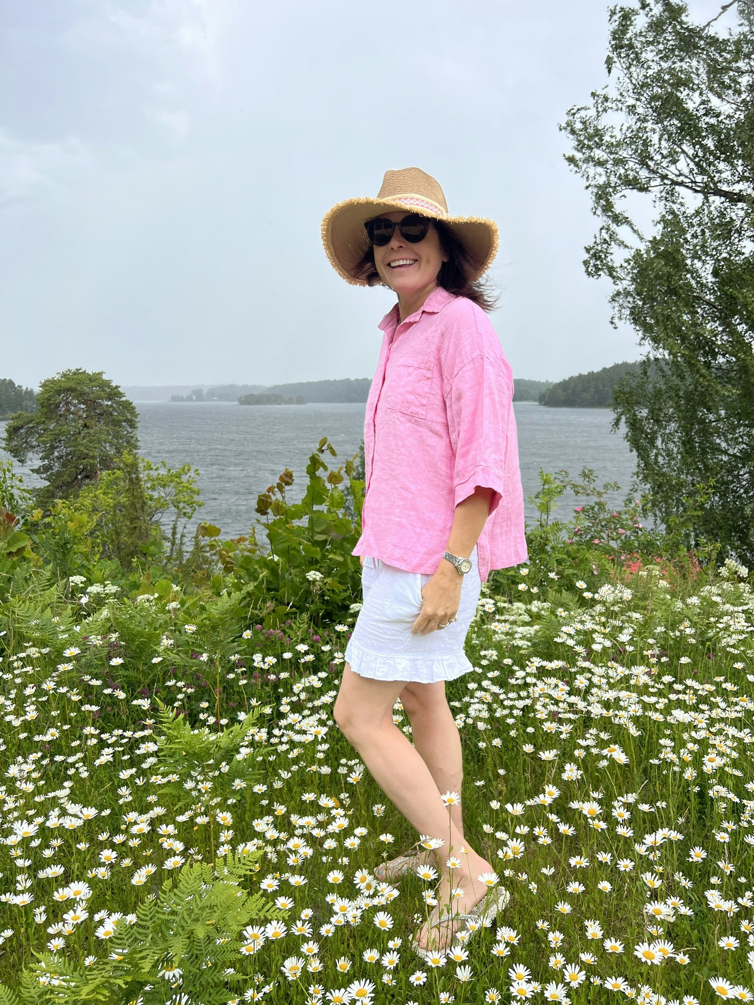 Anne skjorta bubblegum i 100 % linne