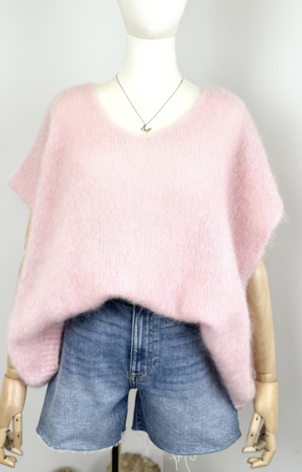 Mohair tröja fluffy soft rose