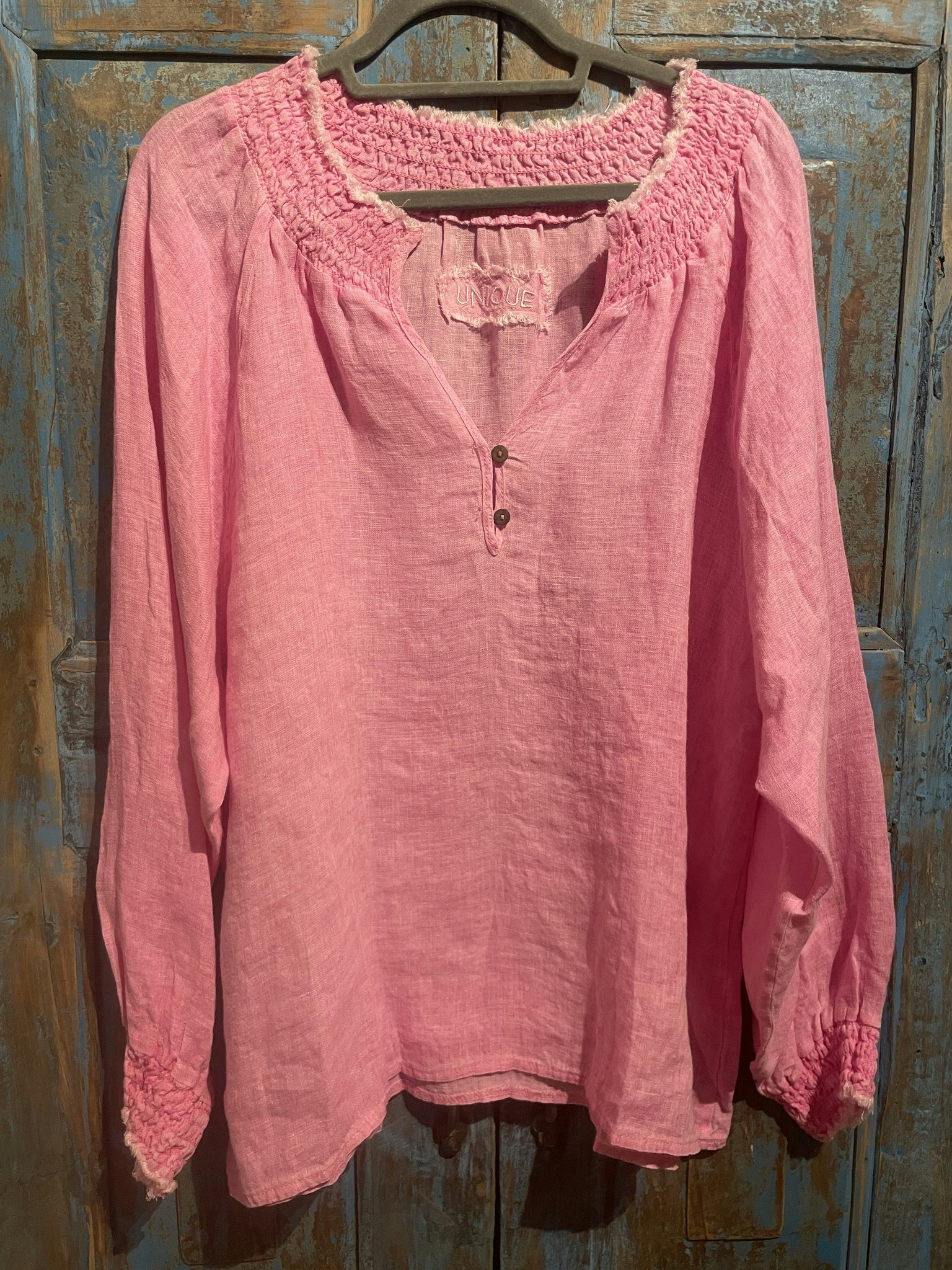 Nomad Spirit Linen Blouse bubble gum pink