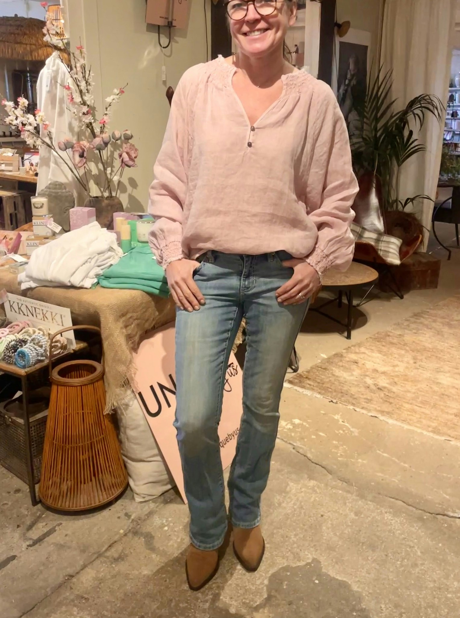 Nomad Spirit Linen Blouse baby rose