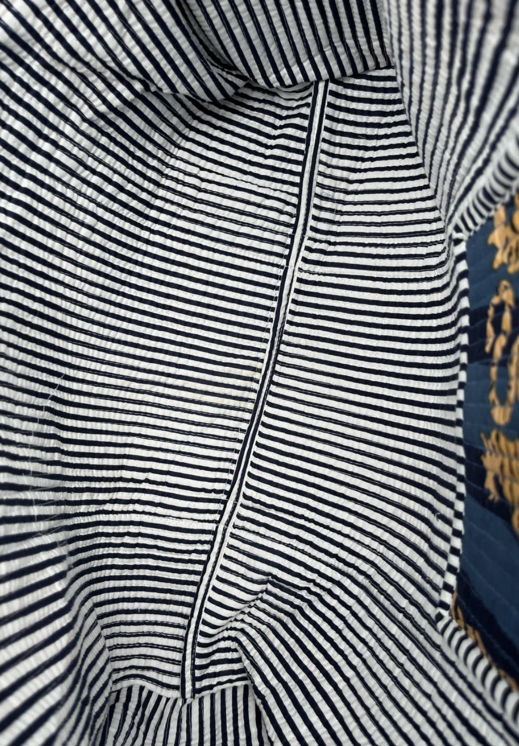 Blue Cotton Quilted Tiger Print Bag