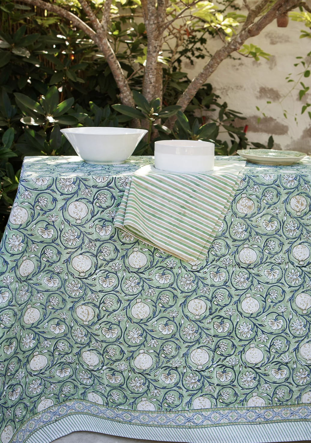 Tablecloth - Tangier Pomegranate - Green - 150x230cm Chamois