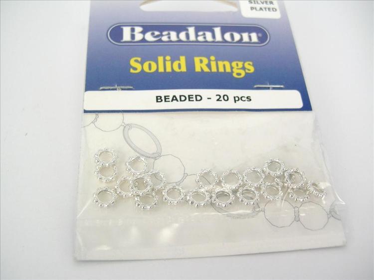 Solid Rings Beaded DAISY 6mm Silverpläterade 20st  BEADALON