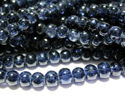 Glaspärlor - Crackle beads - Mörkblå - 20st
