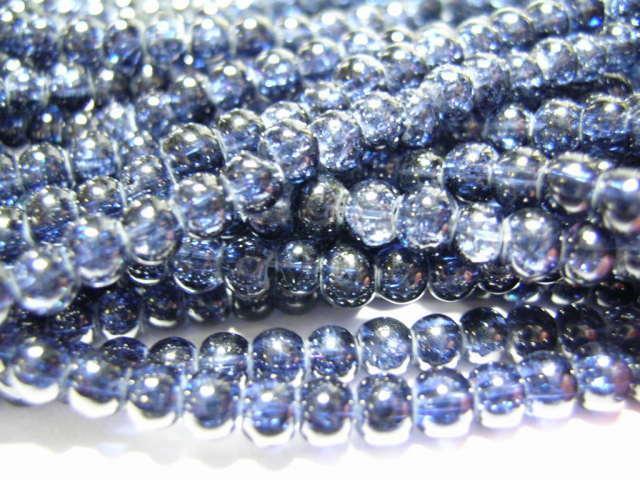 Glaspärlor - Crackle beads - Mörkblå - 20st