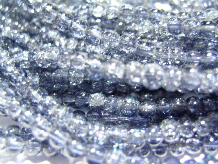 Glaspärlor - Crackle beads - Grå - 20st