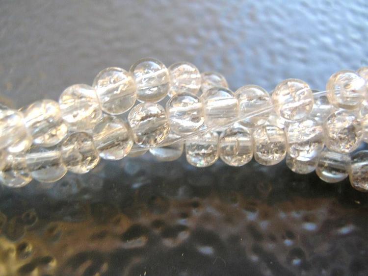Glaspärlor - Crackle beads - Crystal Clear - 20st