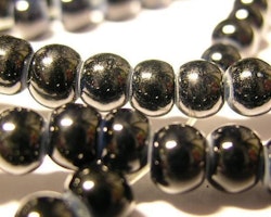 Glaspärlor - Crackle beads - Svart - 20st