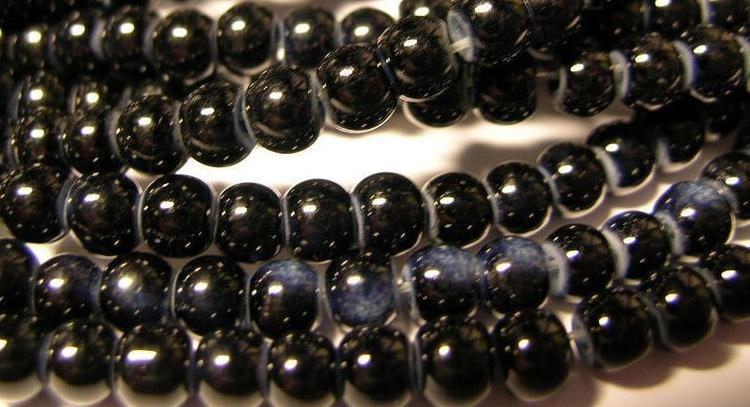Glaspärlor - Crackle beads - Svart - 20st