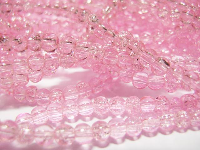 Glaspärlor - Crackle beads - Rosa - 1sträng
