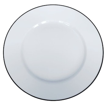 Blocho Kaszub Tallrik flat rund vit med svart rand 26,5cm, 12 st/frp