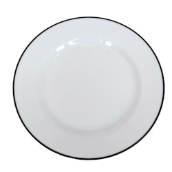 Blocho Kaszub Tallrik flat rund vit med svart rand 19cm, 24 st/frp