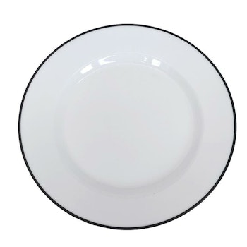 Blocho Kaszub Tallrik flat rund vit med svart rand 19cm, 24 st/frp
