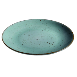 Blocho Hotel Tallrik flat rund handmålad turkos 19cm, 6 st/frp