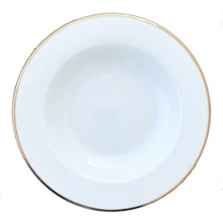 Blocho Kaszub Tallrik djup rund vit med guldrand 29cm, 6 st/frp