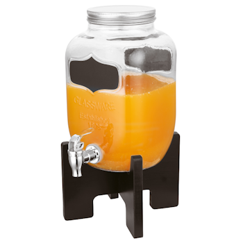 Juice dispenser 16x24x35cm 4l glas med trästativ, 1st/frp FRANKHUGO
