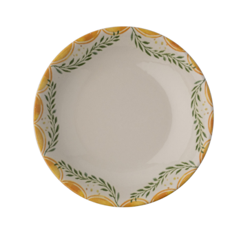 Blocho Limoncello Tallrik djup rund vit med mönster 20cm, 6st/frp